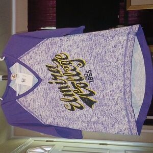 ELMIRA COLLEGE JERSEY V NECK RAGLAN HIGH LOW 3/4 SLEEVE
